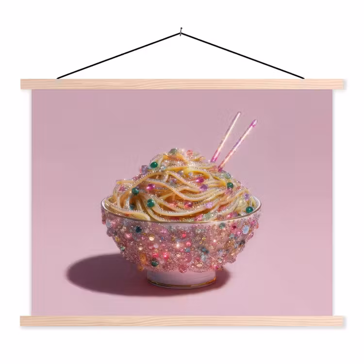 Schoolplaat - Noodles - Edelstenen - Stokjes - Roze — 1