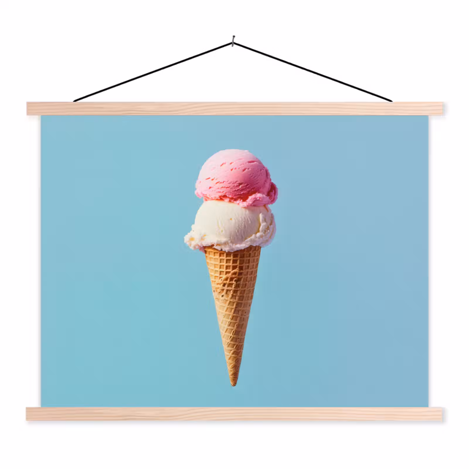 Schoolplaat - Bolletjes - Schepijs - Hoorntje - Blauw — 1