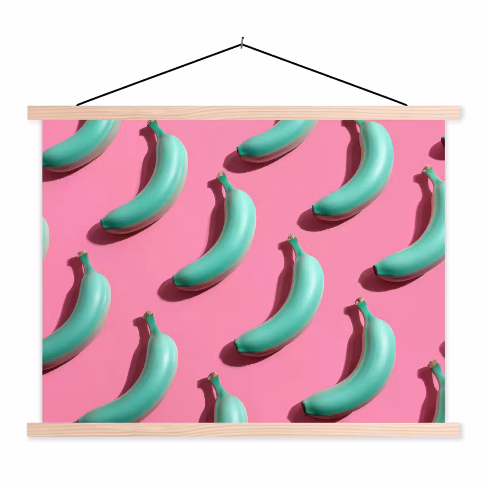 Schoolplaat - Bananen - Patroon - Blauw - Roze — 1