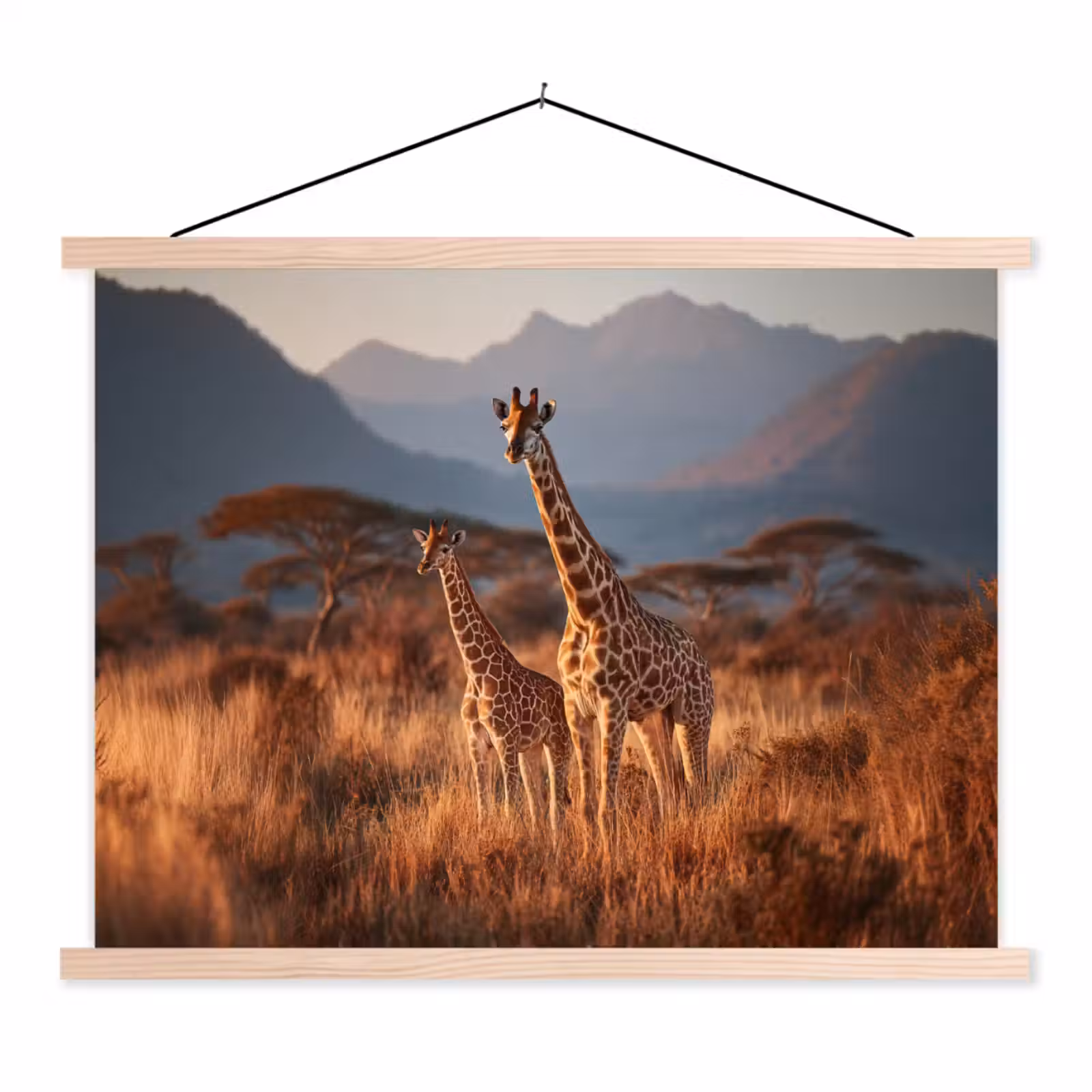 Schoolplaat - Giraffen - Hoog gras - Acaciabomen — 1
