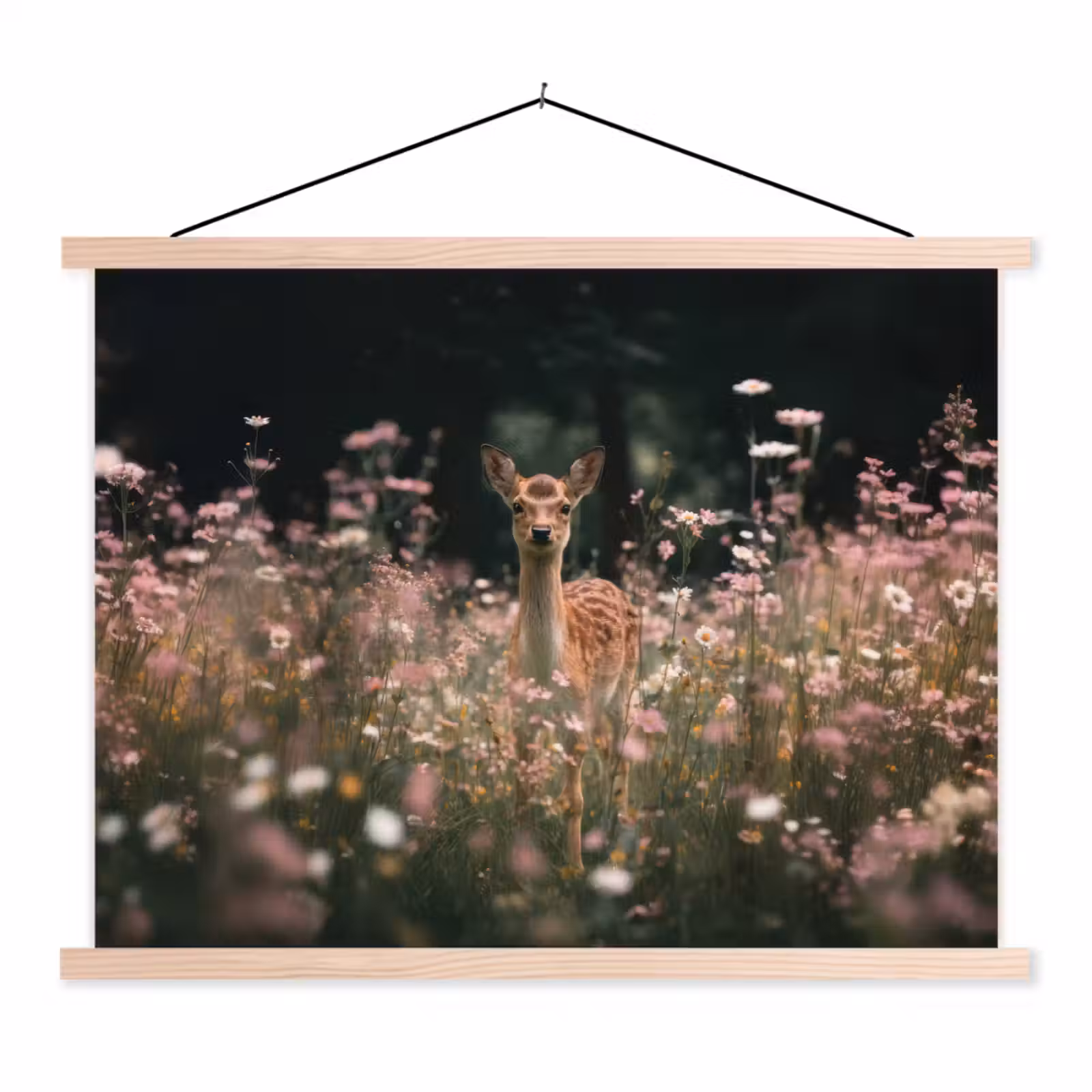 Schoolplaat - Hert - Wilde bloemen - Bos — 1