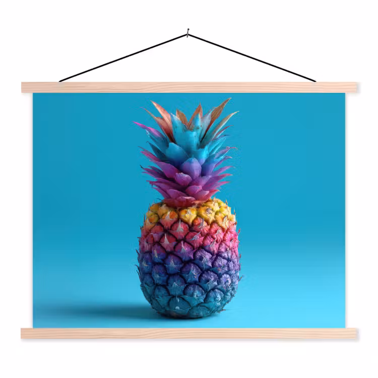 Schoolplaat - Ananas - Regenboog - Blauw - Popart — 1