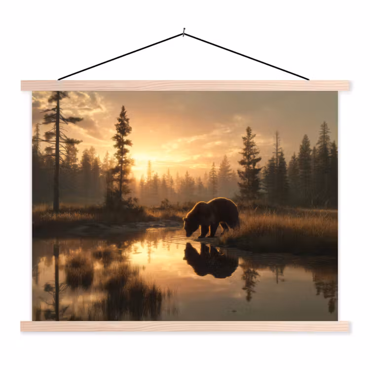 Schoolplaat - Beer - water - Bos - Ochtendlicht — 1