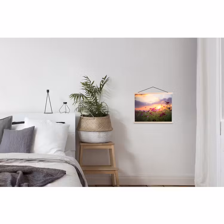 Schoolplaat - Bloemen - Roze - Zonsondergang - Natuur - Weide - Horizon — 2