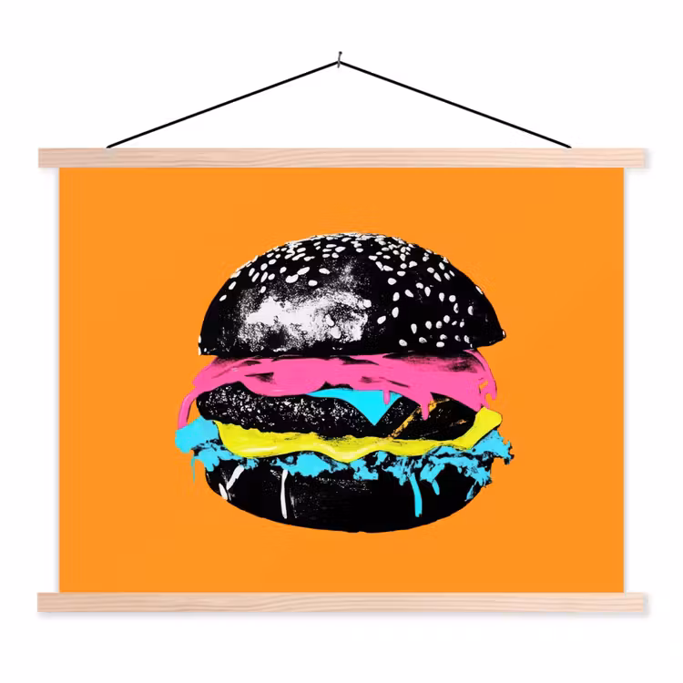 Schoolplaat - Hamburger - Oranje - Neon - popart — 1