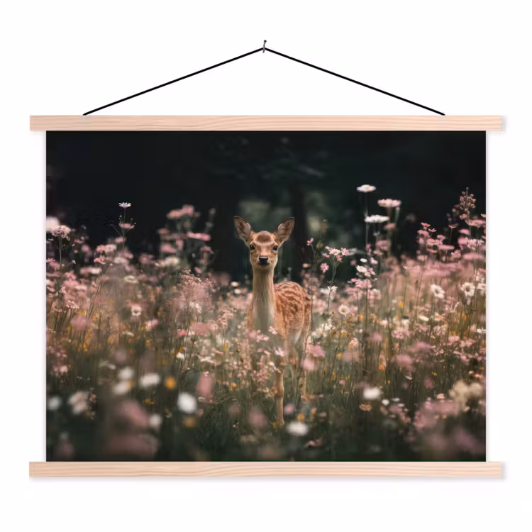Schoolplaat - Hert - Wilde bloemen - Bos — 1