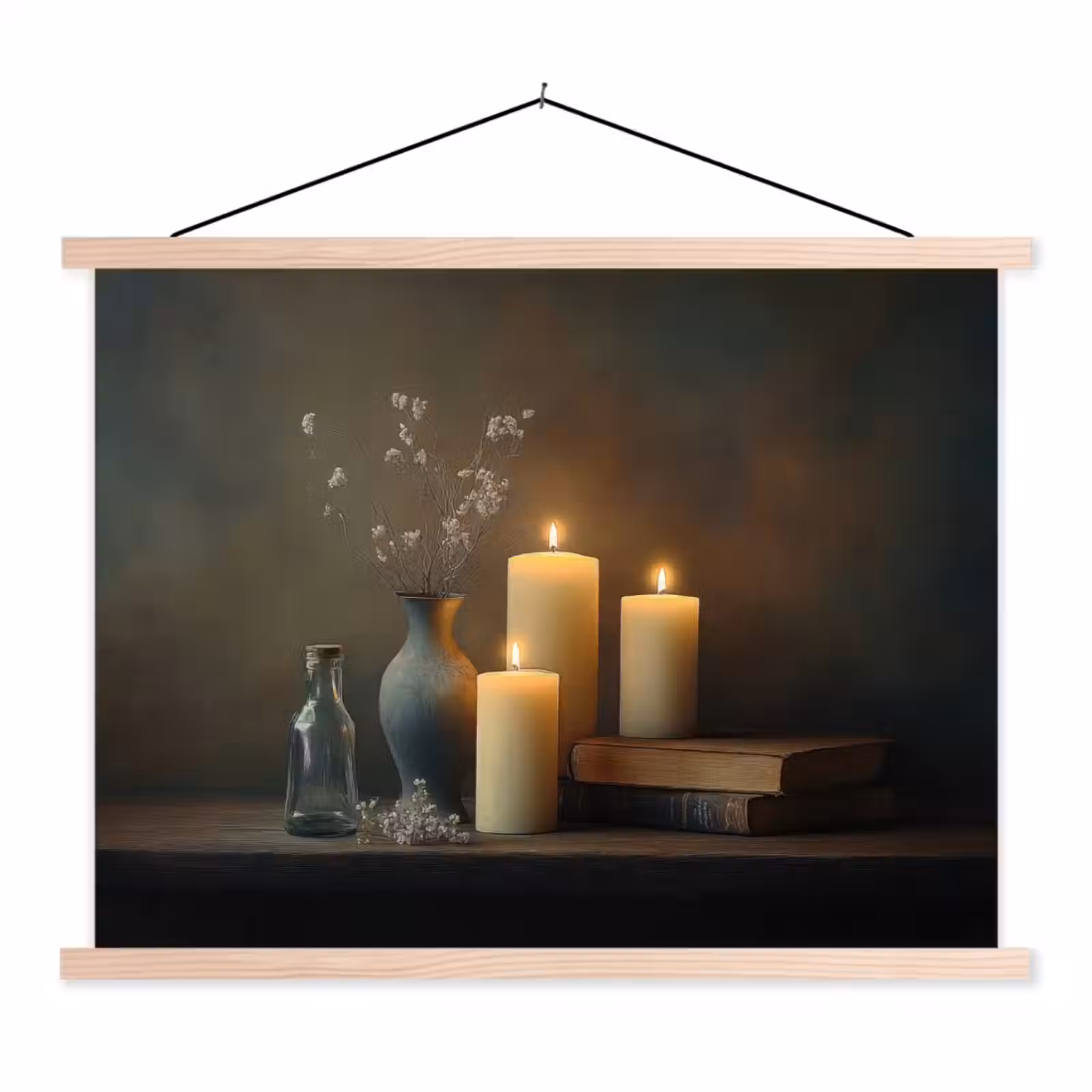 Schoolplaat - Kaarsen - Stilleven - Rustiek - Boeken — 1