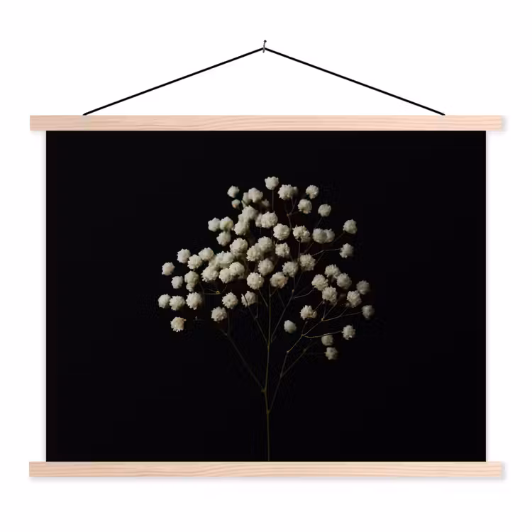 Schoolplaat - Gipskruid - Bloemetjes - Wit - Minimalistisch — 1