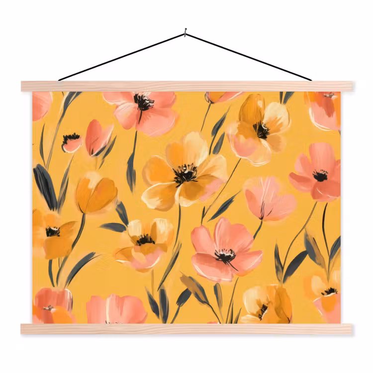 Schoolplaat - Bloemen - Geschilderd - Geel — 1