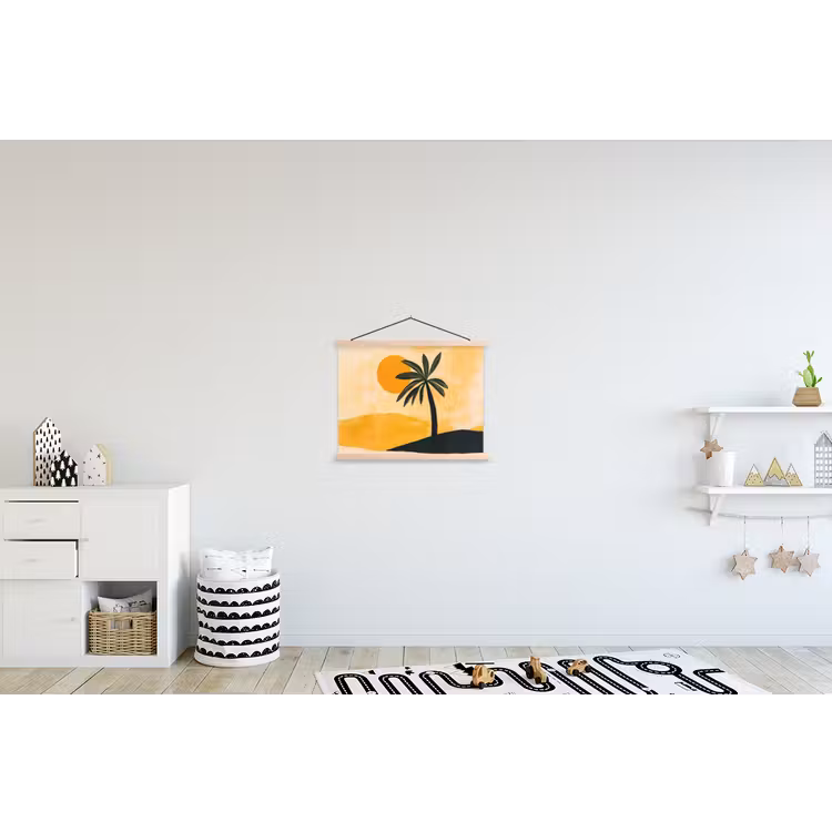 Schoolplaat - Illustratie - Palmboom - Zon - Heuvels — 3
