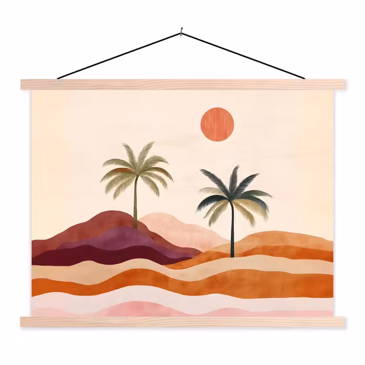 Schoolplaat - Palmbomen - Abstract - Zon - Heuvels — 1
