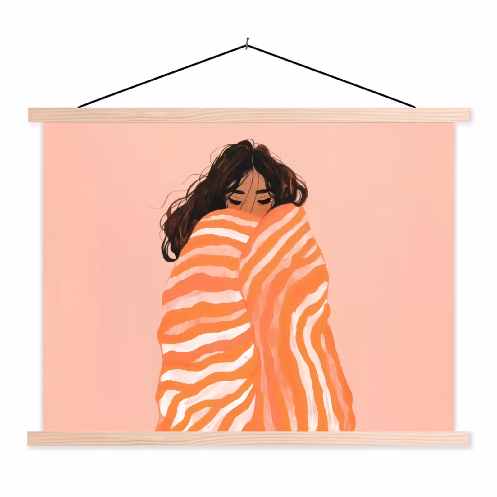 Schoolplaat - Meisje - Deken - Gestreept - Oranje — 1