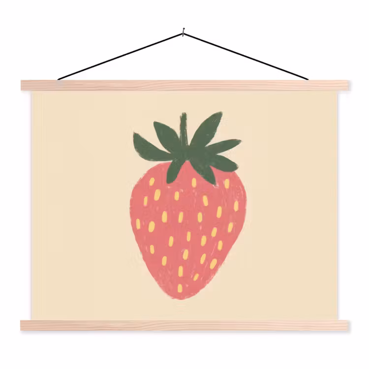 Schoolplaat - Aardbei - Minimalistisch - Rood - Fruit — 1