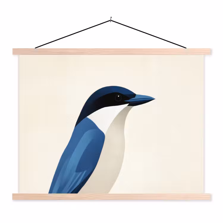 Schoolplaat - Illustratie - Blauw - Vogel — 1