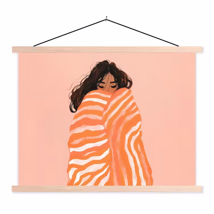 Schoolplaat - Meisje - Deken - Gestreept - Oranje — 1