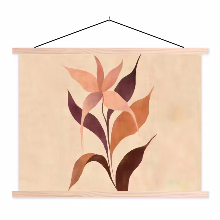 Schoolplaat - Minimalistisch - Bloem - Bladeren - Beige — 1