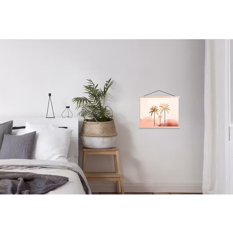 Schoolplaat - Palmbomen - Heuvels - Minimalistisch - Zachtroze — 2