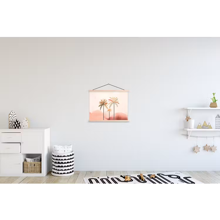Schoolplaat - Palmbomen - Heuvels - Minimalistisch - Zachtroze — 3