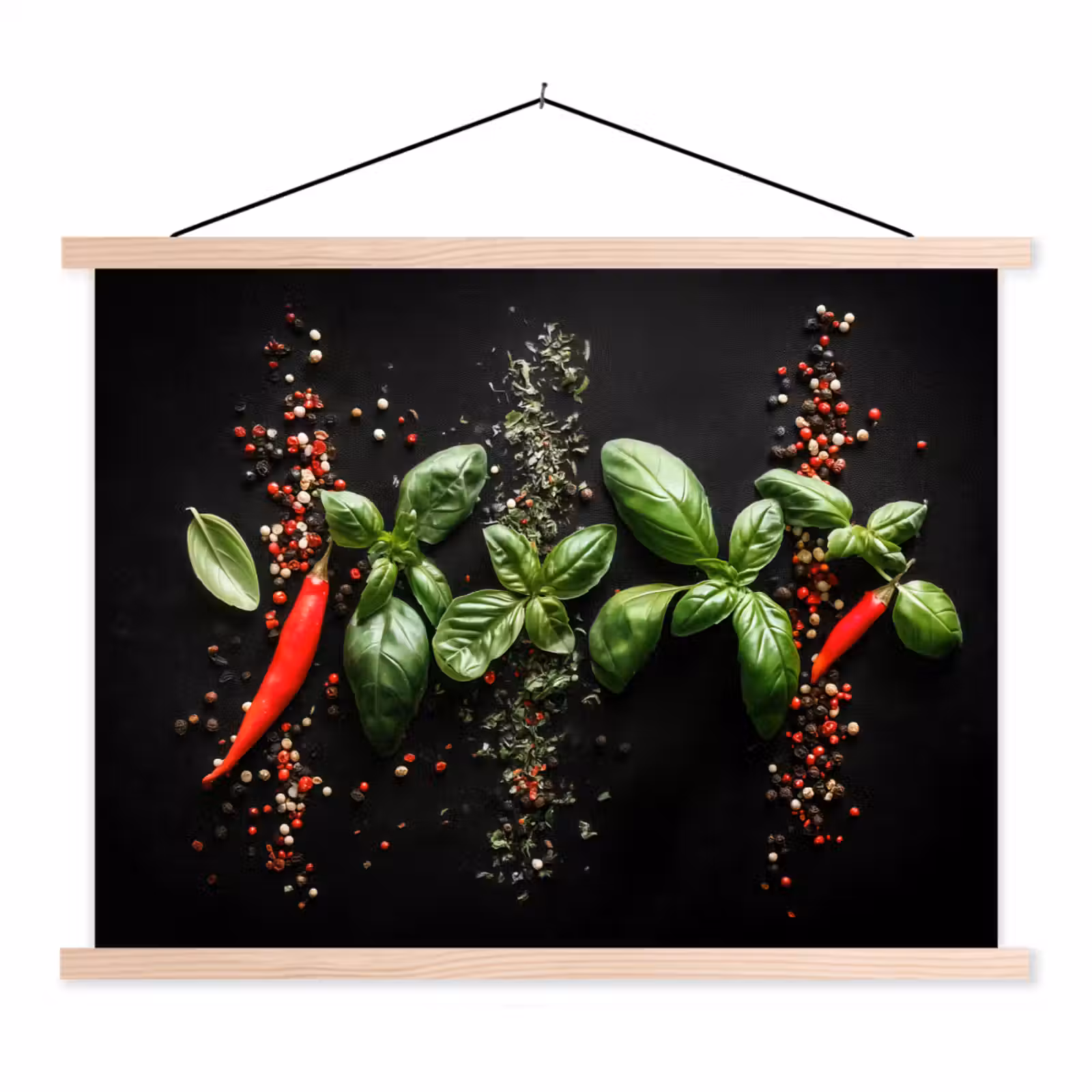 Schoolplaat - Chilipepers - Basilicum - Blaadjes - Rood — 1