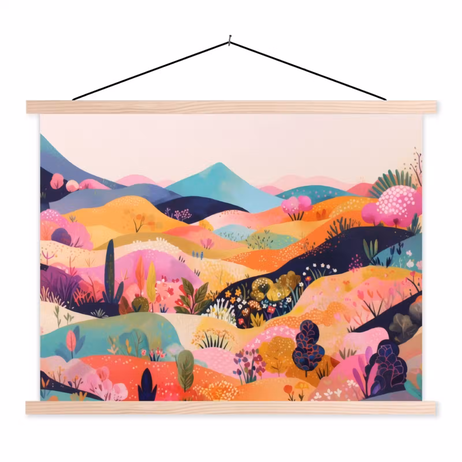 Schoolplaat - Golvende heuvels - Abstracte planten - Dromerig — 1