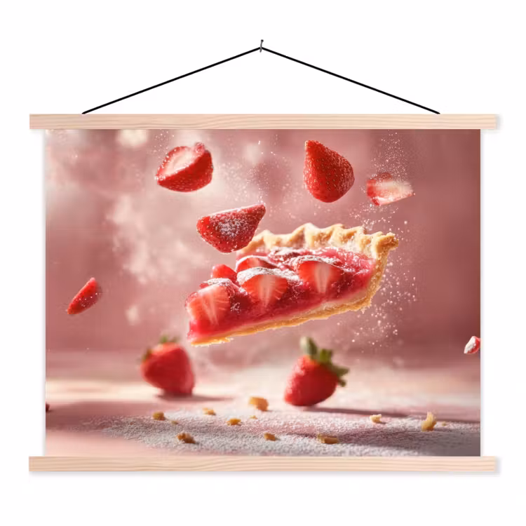 Schoolplaat - Aardbei - Taart- Eten - Roze — 1