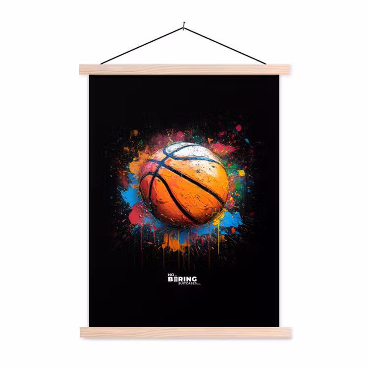 Schoolplaat - Oranje basketbal te midden van verfspetters — 1