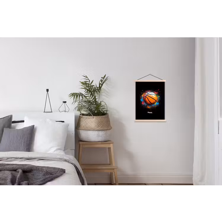 Schoolplaat - Oranje basketbal te midden van verfspetters — 2