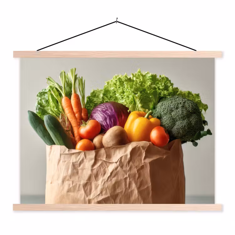 Schoolplaat - Papieren - Boodschappen - Groente - Kleurrijk — 1