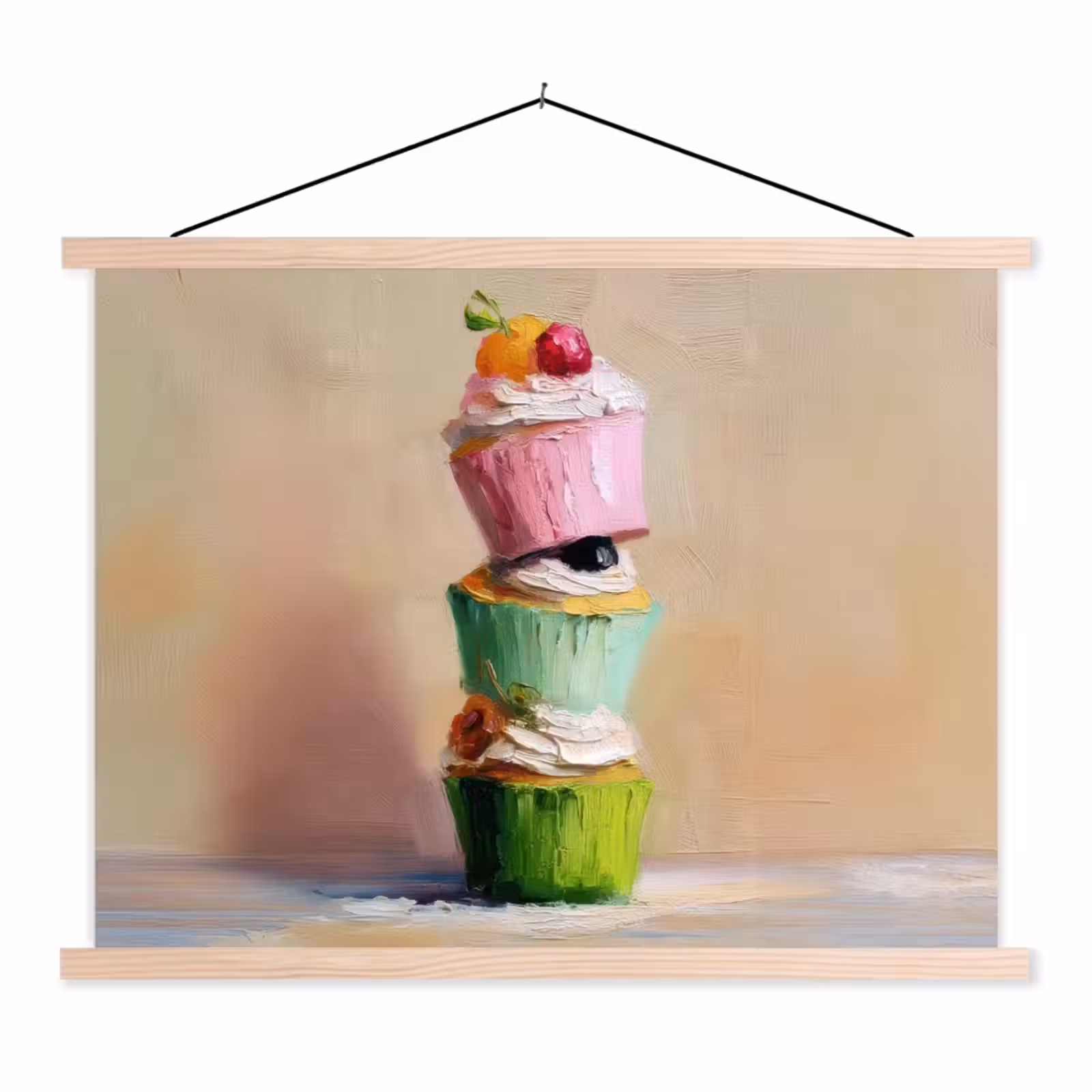 Schoolplaat - Cupcakes - Gestapeld - Kleurrijk - Fruit — 1