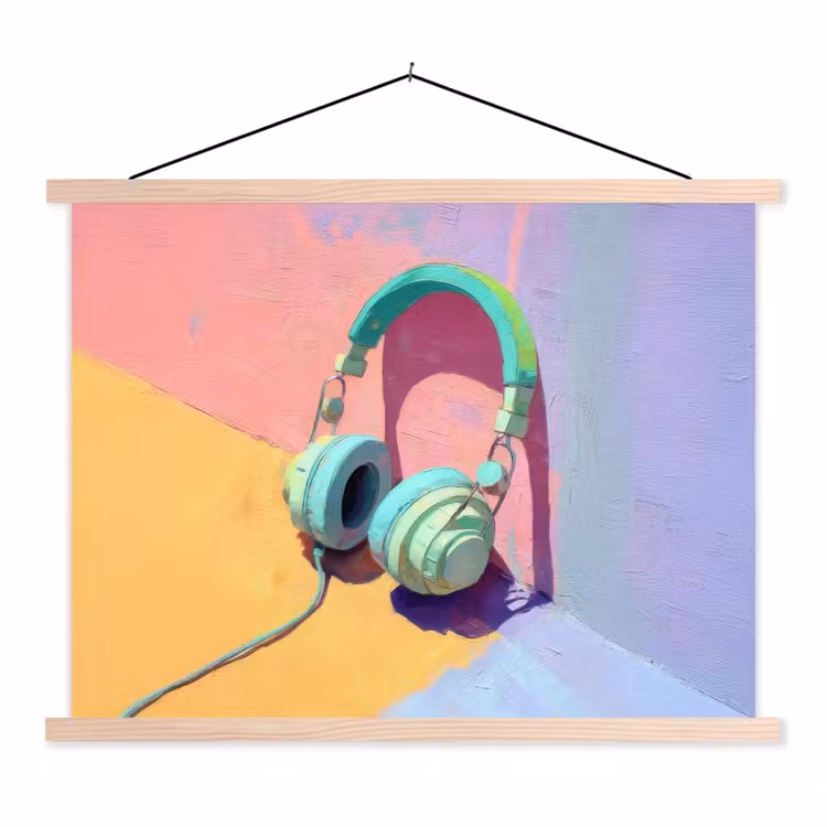 Schoolplaat - Koptelefoon - Mintgroen - Draad — 1