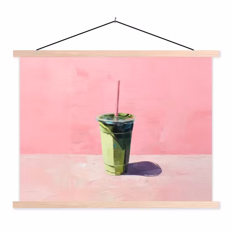 Schoolplaat - Beker - Rietje - Minimalistisch - Groen — 1