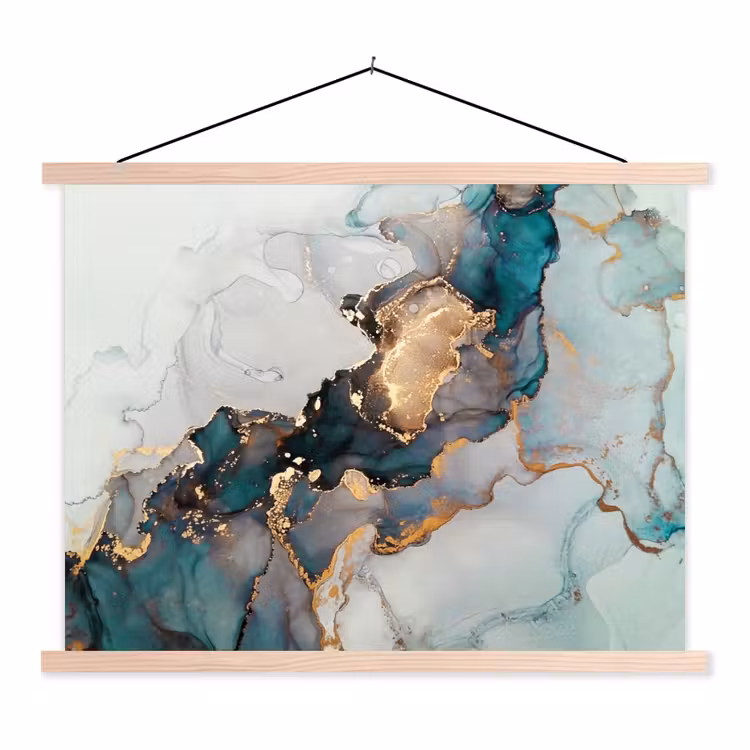 Schoolplaat - Blauw - Marmer - Goud — 1