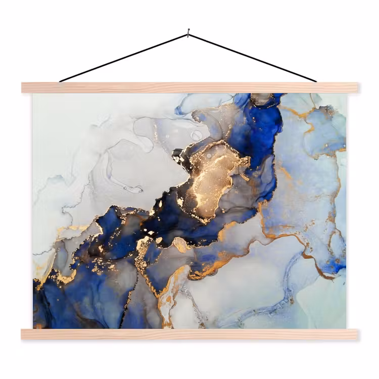 Schoolplaat - Marmer - Blauw - Goud — 1