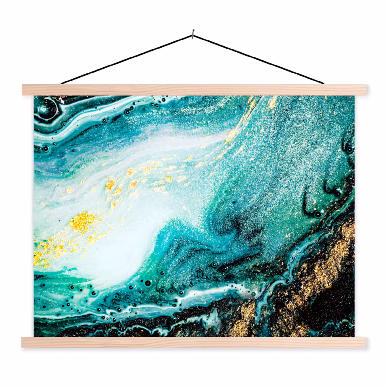 Schoolplaat - Marmerlook - Blauw - Goud - Glitter - Luxe - Marmer — 1
