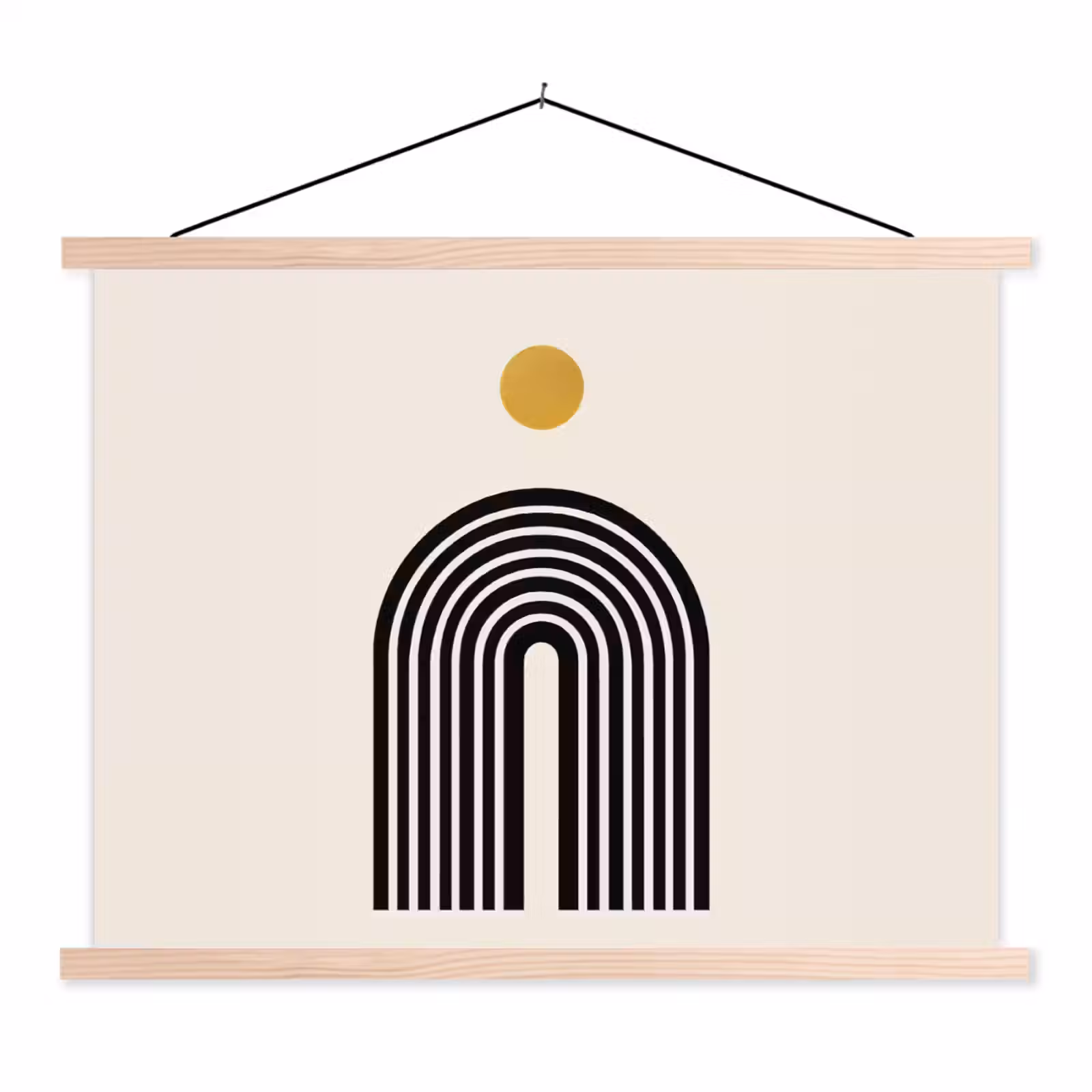 Schoolplaat - Minimalistisch - Zwarte boog - Gouden cirkel — 1