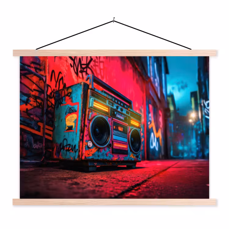 Schoolplaat - Boombox - Rood - Graffiti - Neon — 1