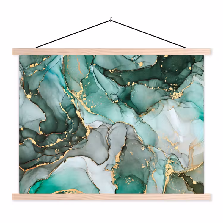 Schoolplaat - Goud - Marmer - Groen - Luxe - Marmerlook - Grijs — 1