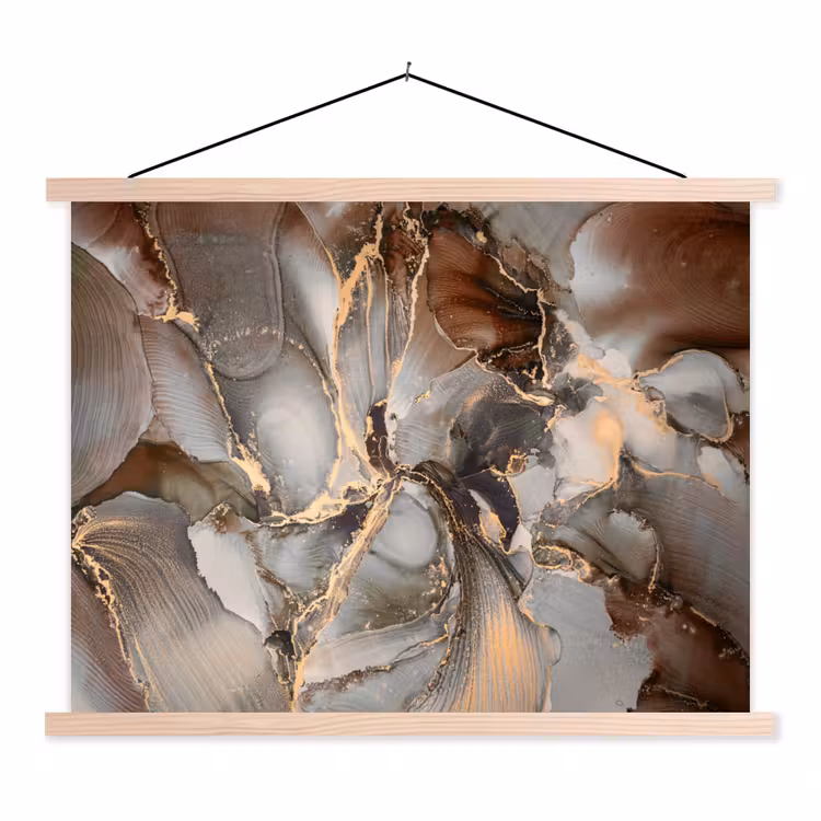 Schoolplaat - Grijs - Goud - Marmer - Marmerlook — 1