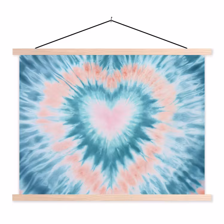 Schoolplaat - Hartvormig - Tie dye - Pasteltinten - Lichtgroen — 1