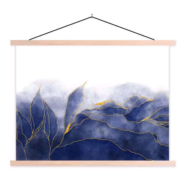 Schoolplaat - Marmer - Blauw - Marmerlook - Goud - Textuur — 1