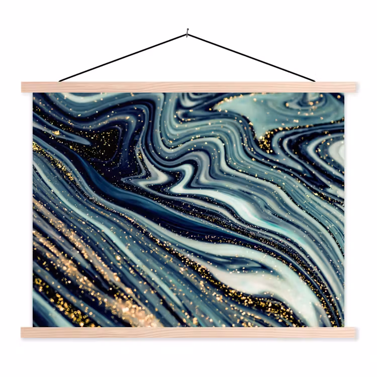 Schoolplaat - Marmer - Goud - Blauw - Glitter - Marmerlook - Abstract — 1