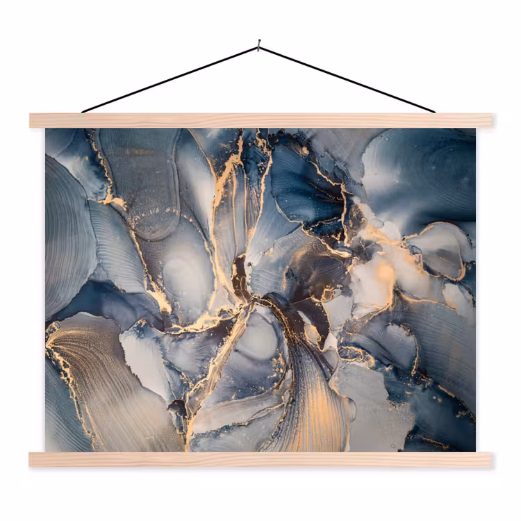 Schoolplaat - Marmer - Grijs - Blauw - Luxe - Goud — 1