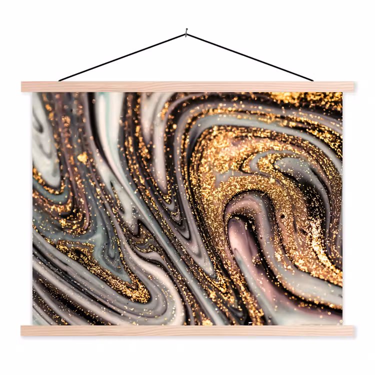 Schoolplaat - Marmerlook - Goud - Glitter - Luxe - Marmer - Wit — 1