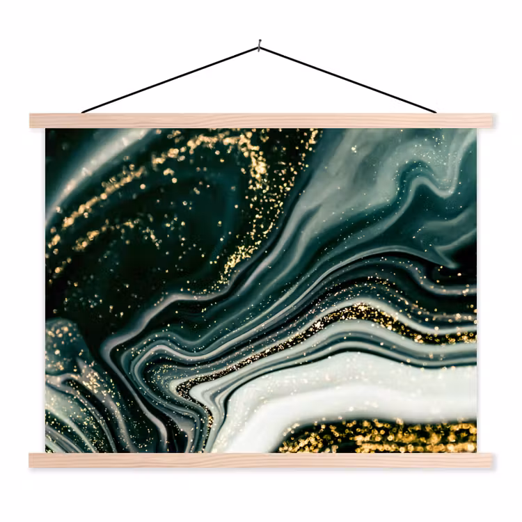Schoolplaat - Marmerlook - Goud - Groen - Glitter - Design - Marmer — 1
