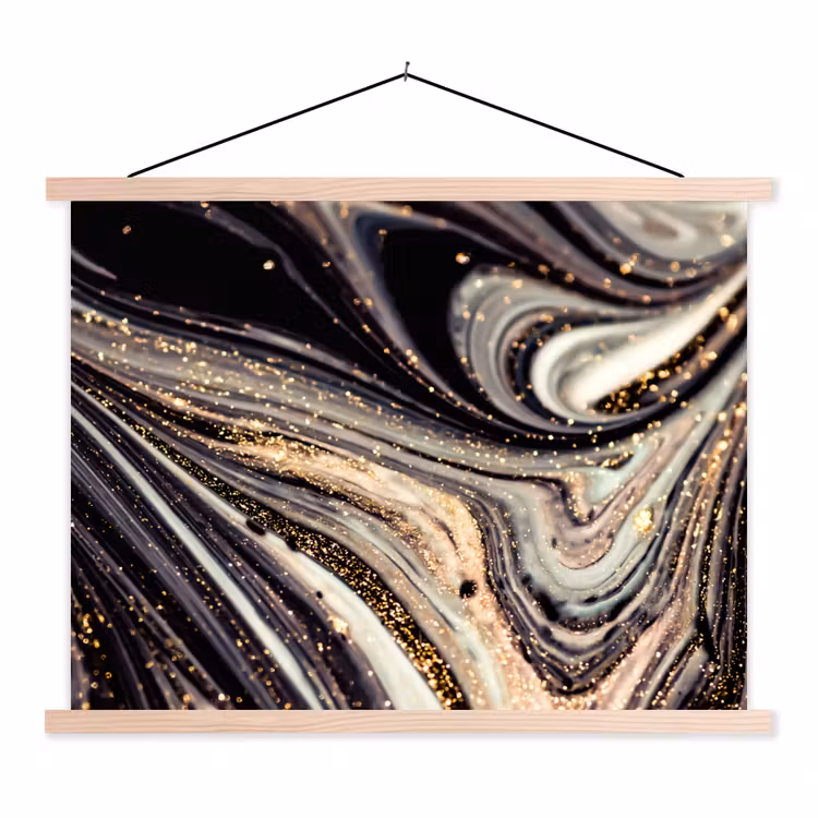 Schoolplaat - Marmerlook - Zwart - Goud - Wit - Glitter - Marmer — 1
