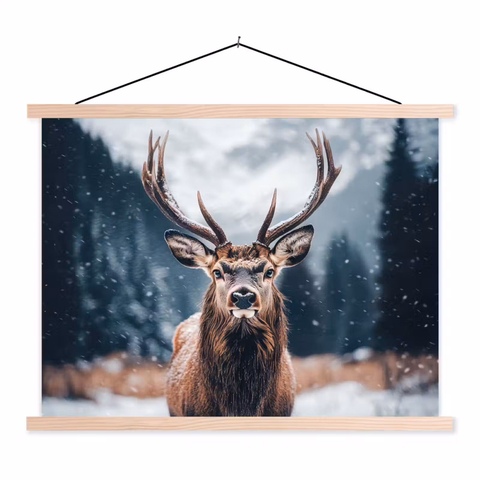 Schoolplaat - Hert - Dieren - Landschap - Winter - Sneeuw — 1