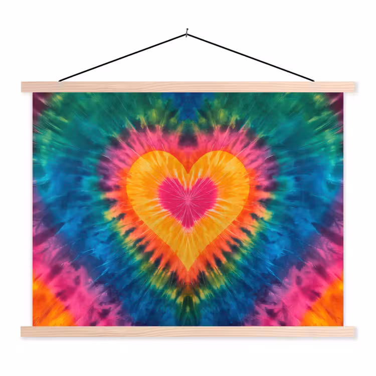 Schoolplaat - Hart - Tie Dye - Kleurrijk — 1
