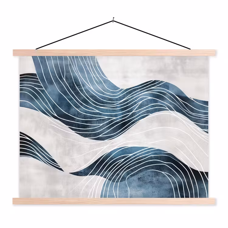 Schoolplaat - Lijnen - Golven - Abstract - Blauw — 1