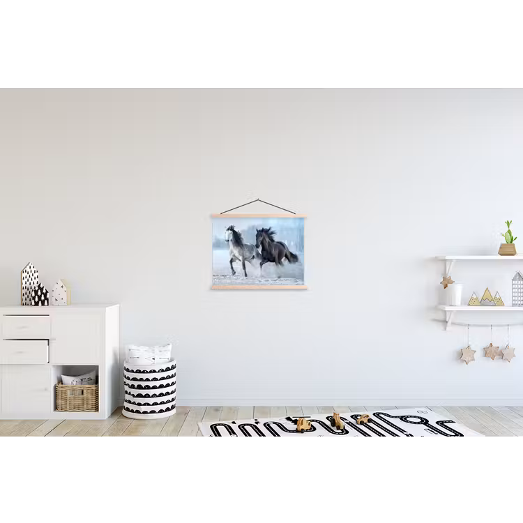Schoolplaat - Paarden - Winter - Dieren - Natuur - Sneeuw — 3