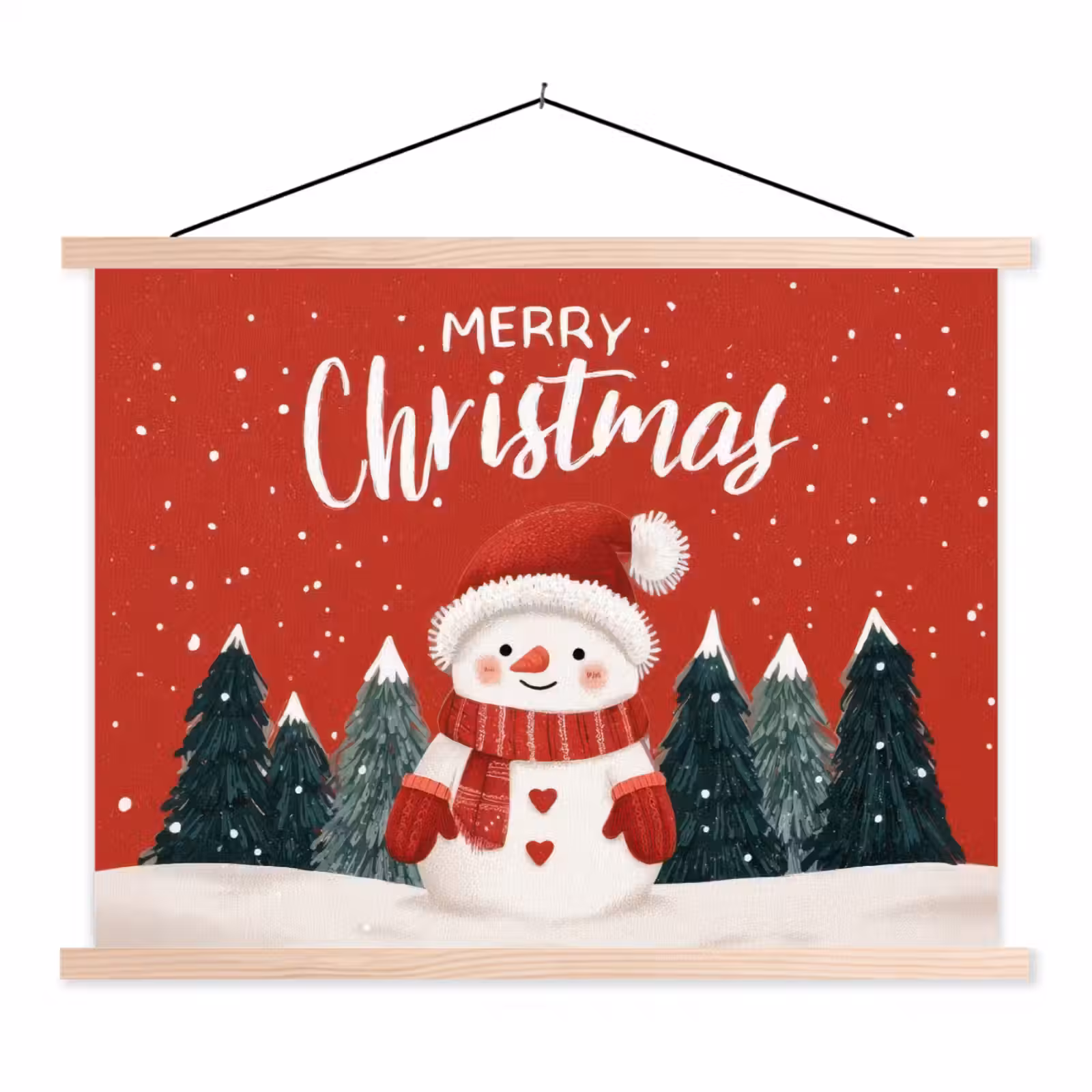 Schoolplaat - Kerstgroet - Sneeuw - Rood — 1